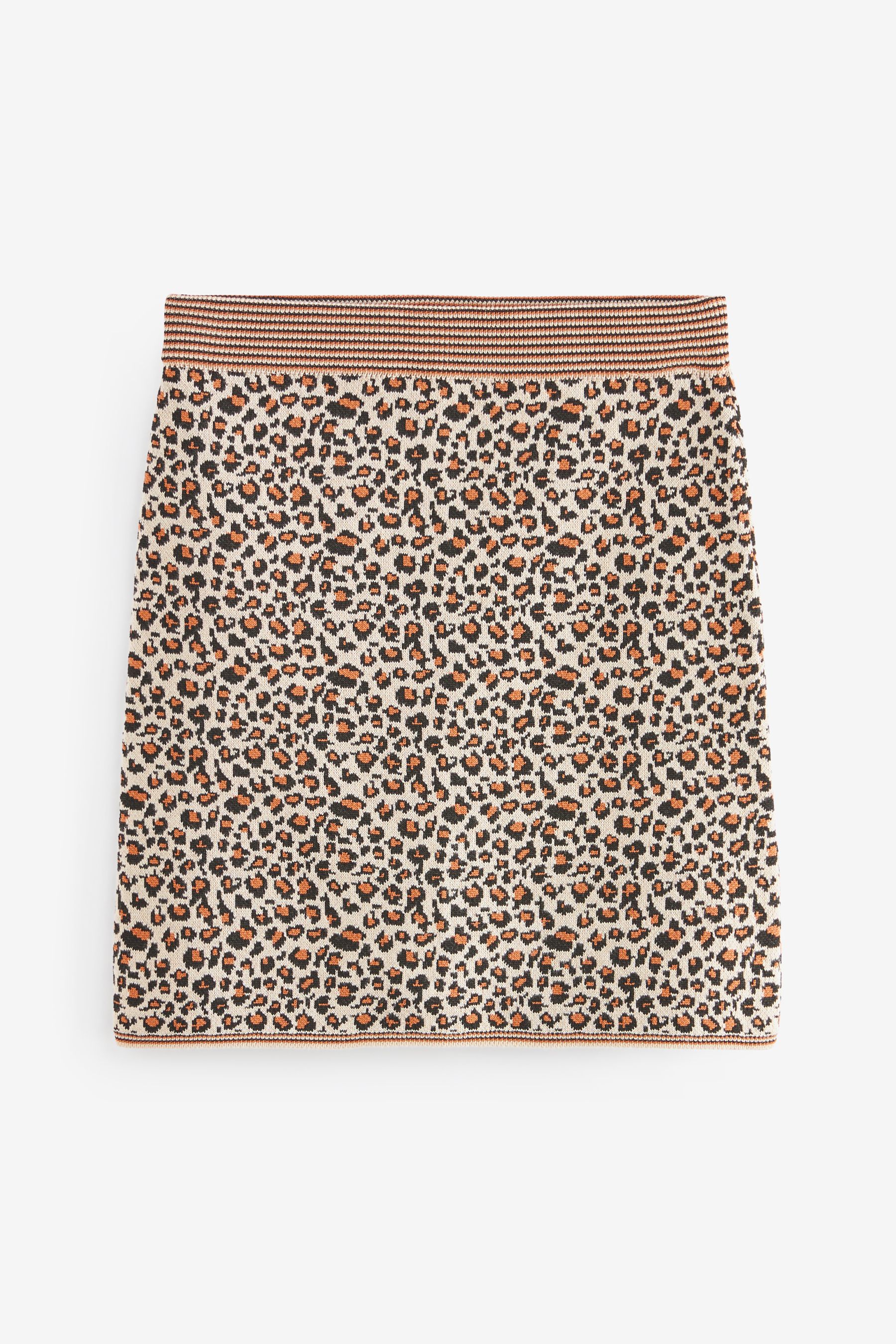 Buy Brown Co Ord Leopard Animal Knitted Mini Skirt from Next Luxembourg