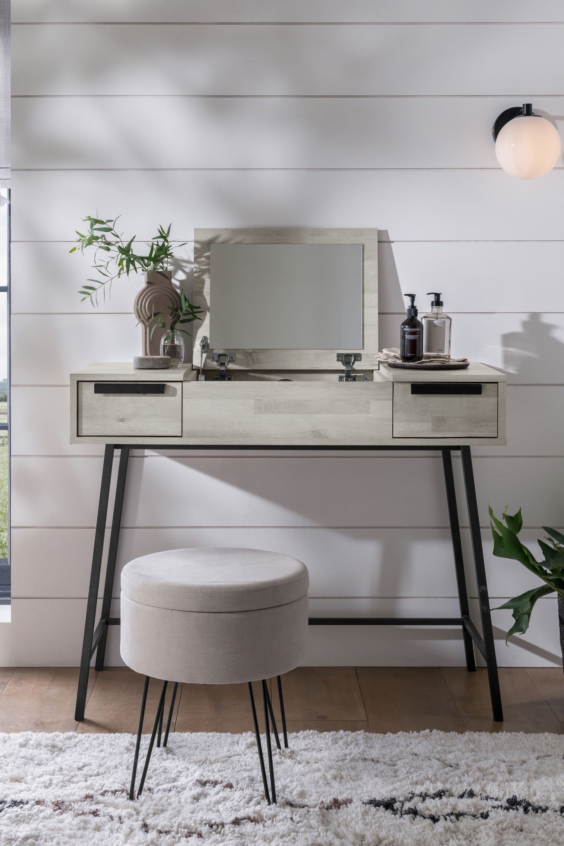 Grey Bronx Oak Effect Console Dressing Table