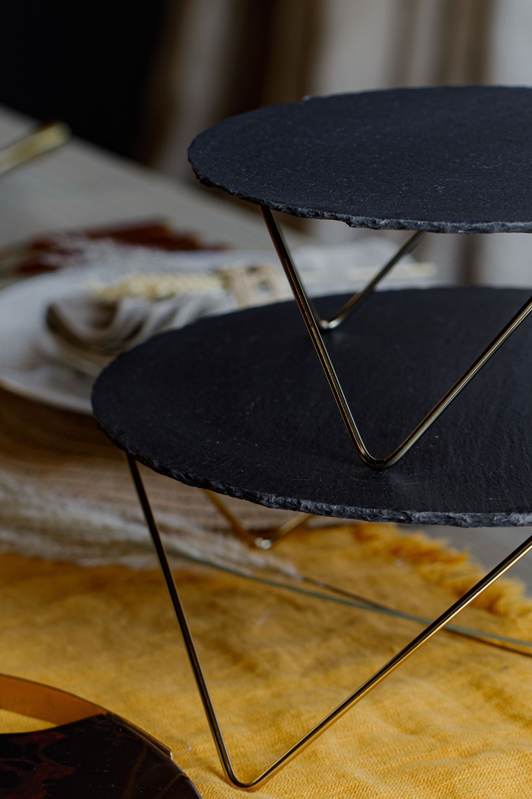 Buy Artesa Black Tiered Serving Stand 2 Slate Platters from Next United Arab Emirates