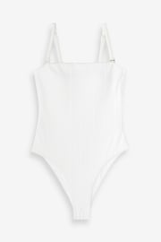 Mint Velvet White Ripple Bandeau Tummy Control Swimsuit - Image 3 of 5