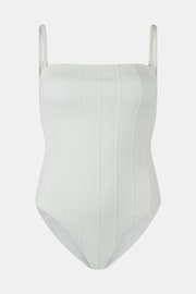 Mint Velvet White Ripple Bandeau Tummy Control Swimsuit - Image 4 of 5