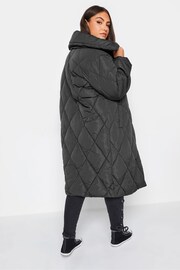 Yours Curve Black Diamond Quilted Puffer Coats - Image 2 of 4