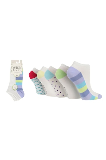 Wild Feet White Low Cut Bamboo Trainer Liners Socks