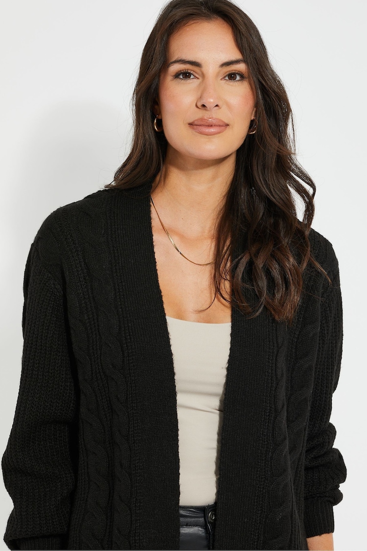 Threadbare Black Curve Ladies Rozanna Cable Detail Cardigan - Image 4 of 4