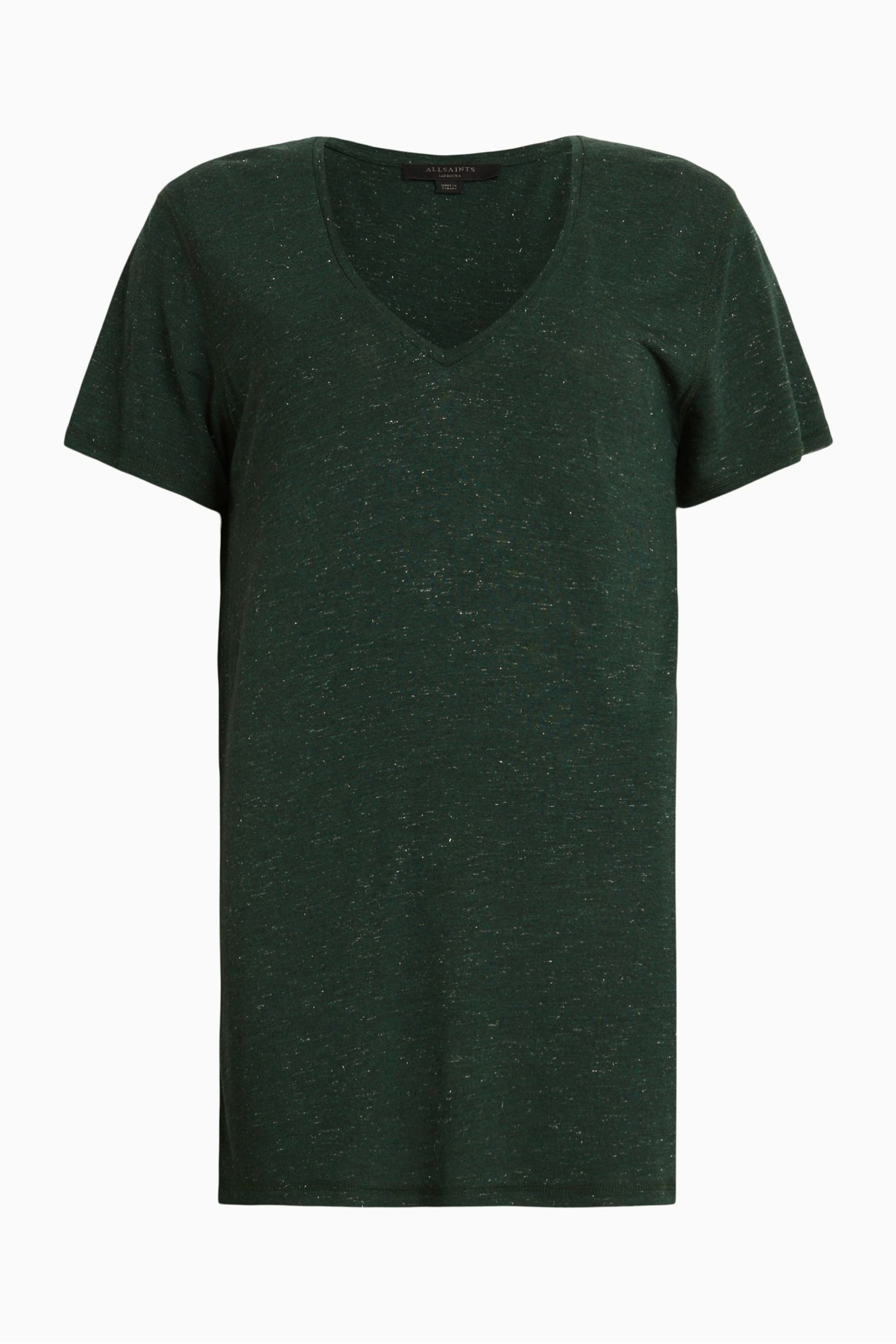 AllSaints Green Emelyn Shimmer T-Shirt - Image 6 of 6