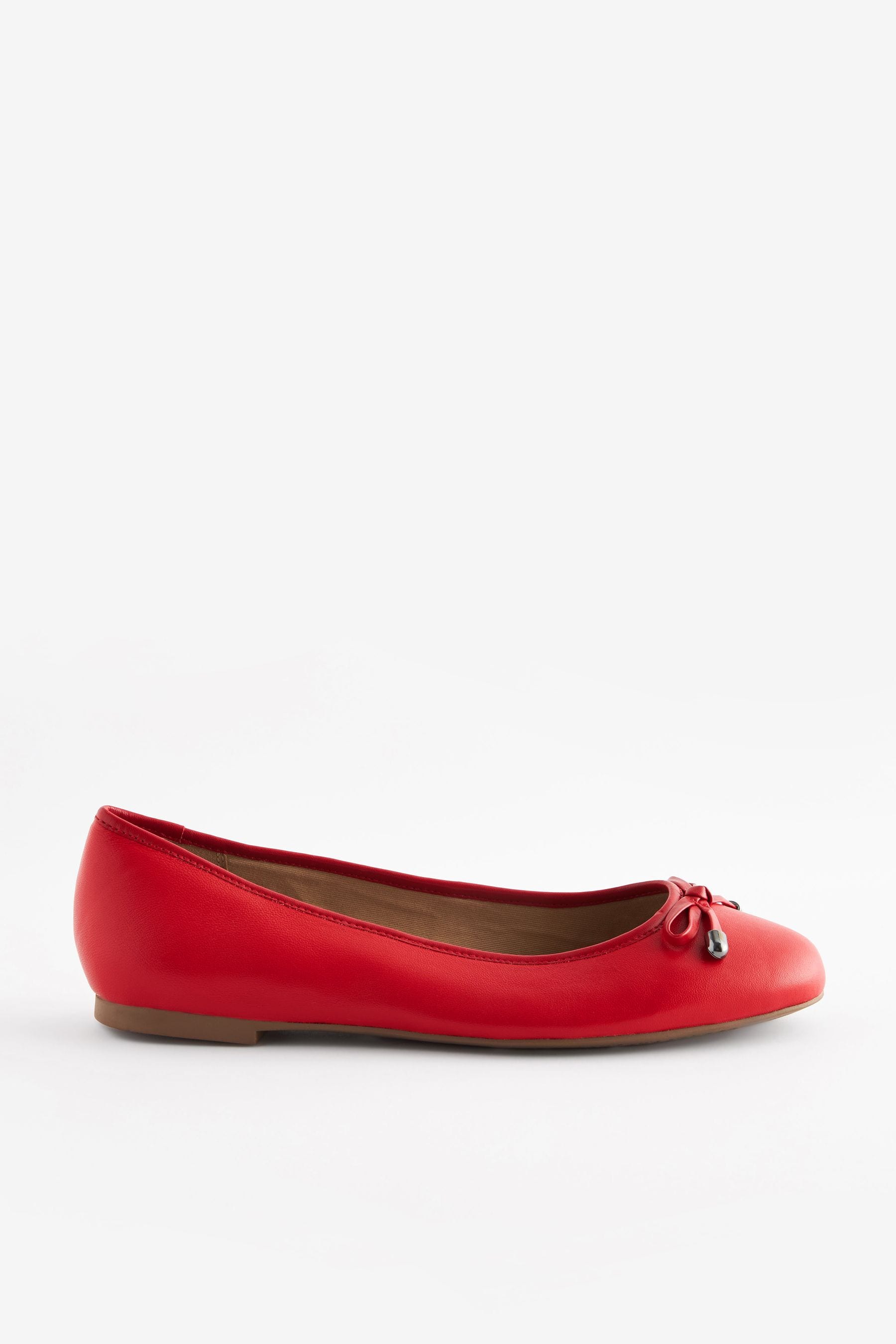 Red Forever Comfort Round Toe Leather Ballerina Shoes