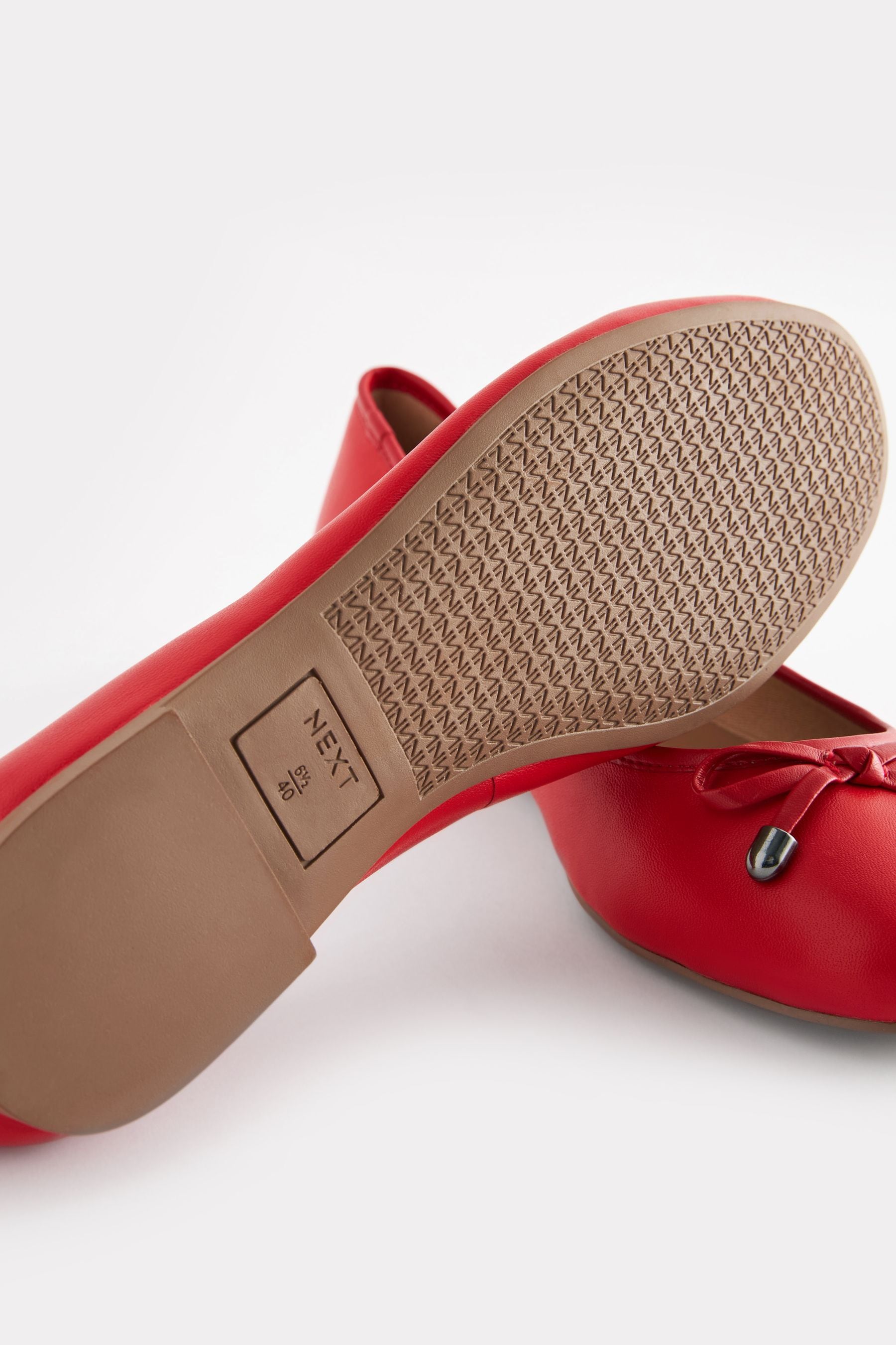 Red leather ballet flats deals