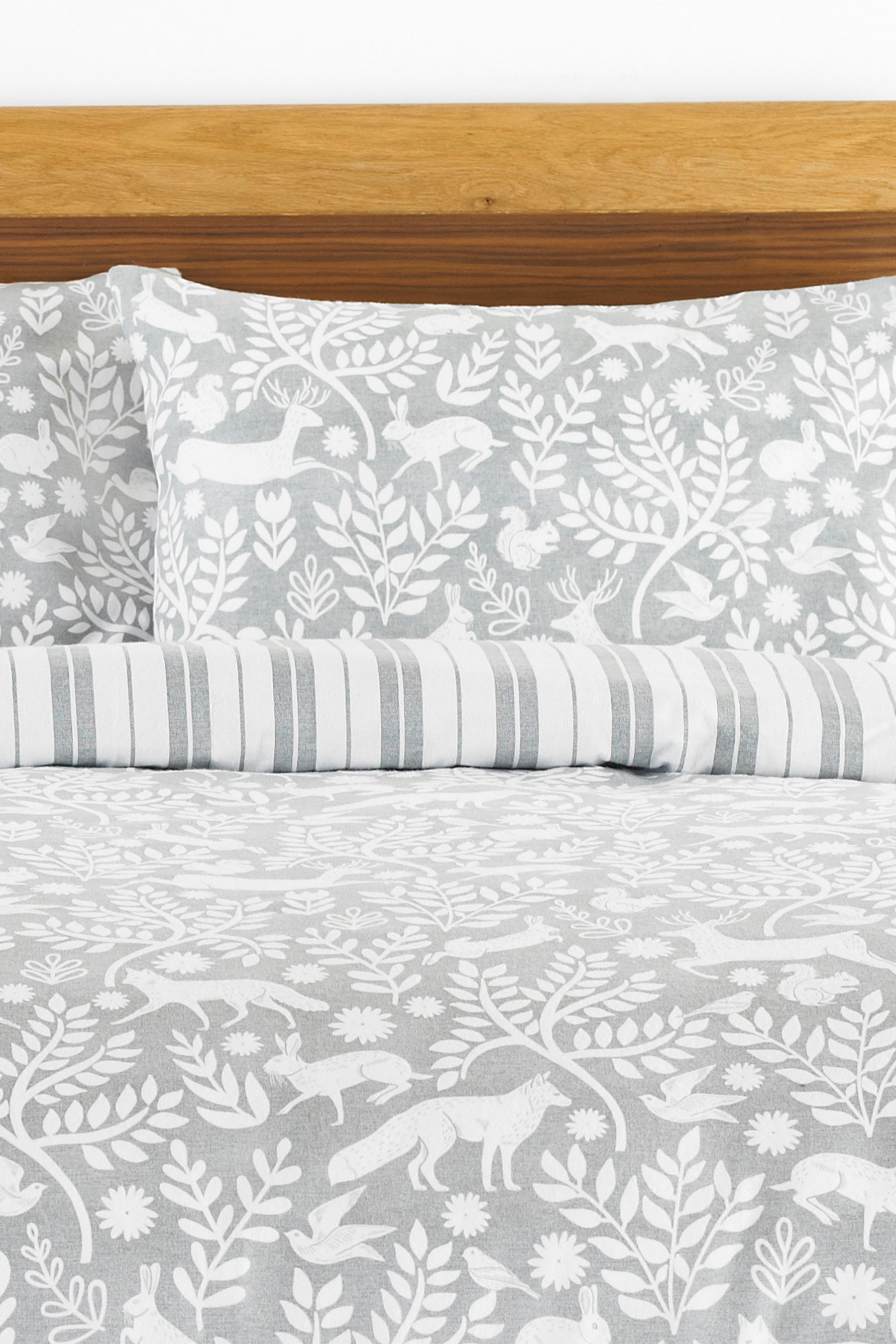 Buy furn. Grey Grey Skandi Woodland Brushed Cotton Winter Stag