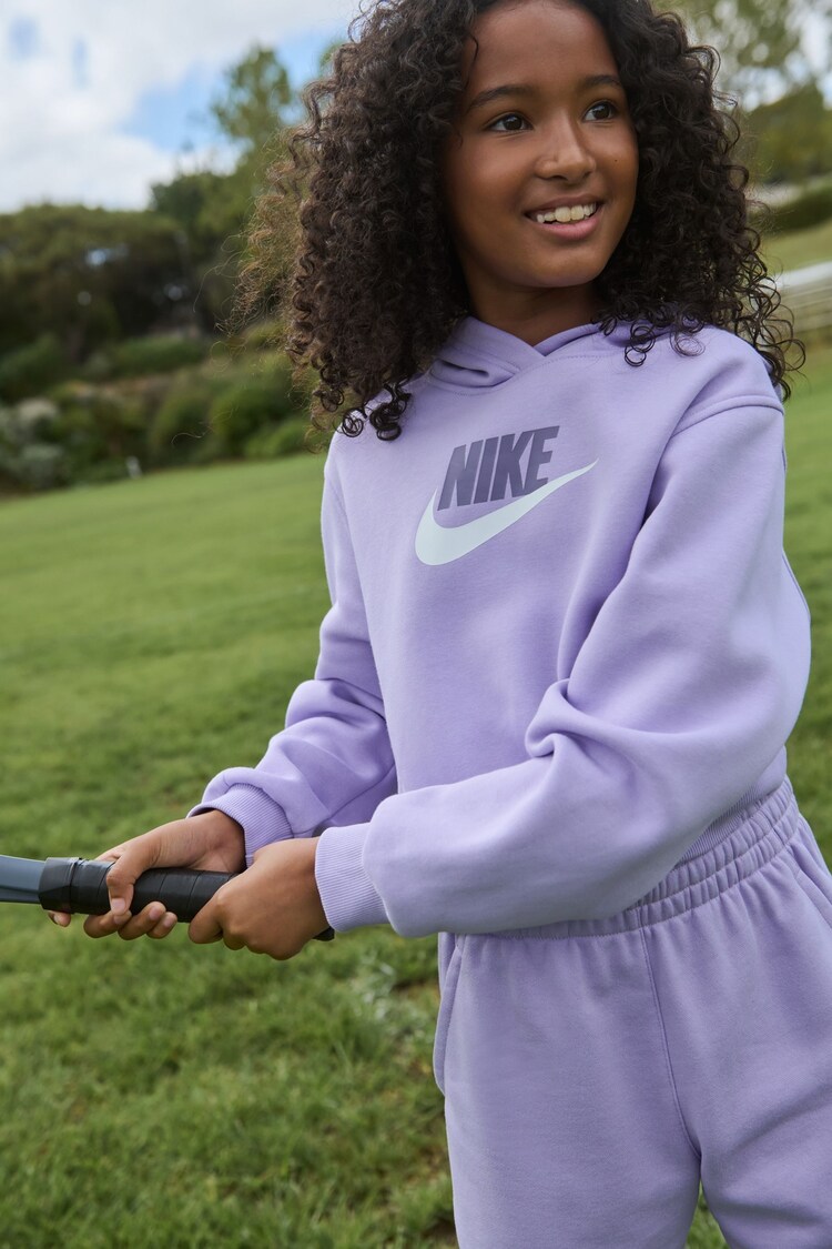 Nike Purple Club Fleece Cropped Hoodie - Image 1 of 4