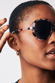 Tortoiseshell Brown Soft Hexagon Sunglasses - Image 2 of 6