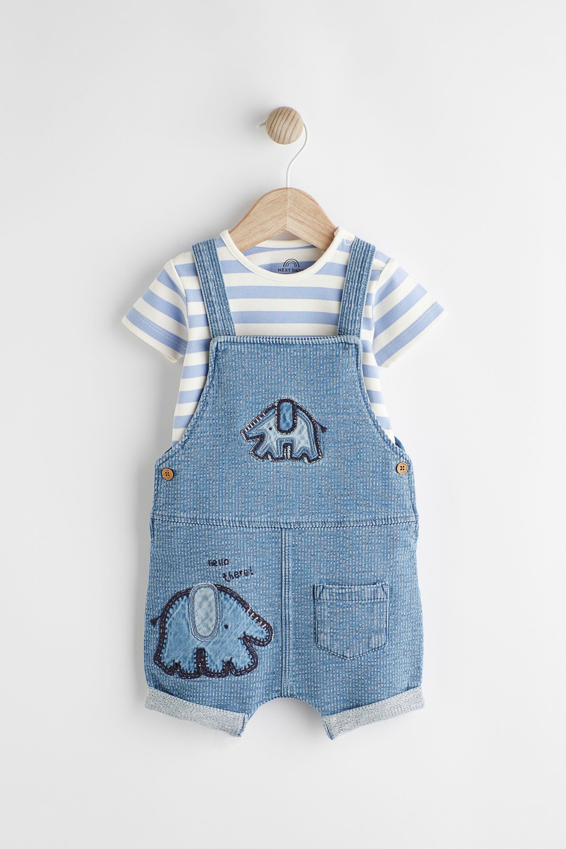 Buy Denim Elephant Baby Dungarees and Bodysuit Set 0mths 2yrs from Next Luxembourg