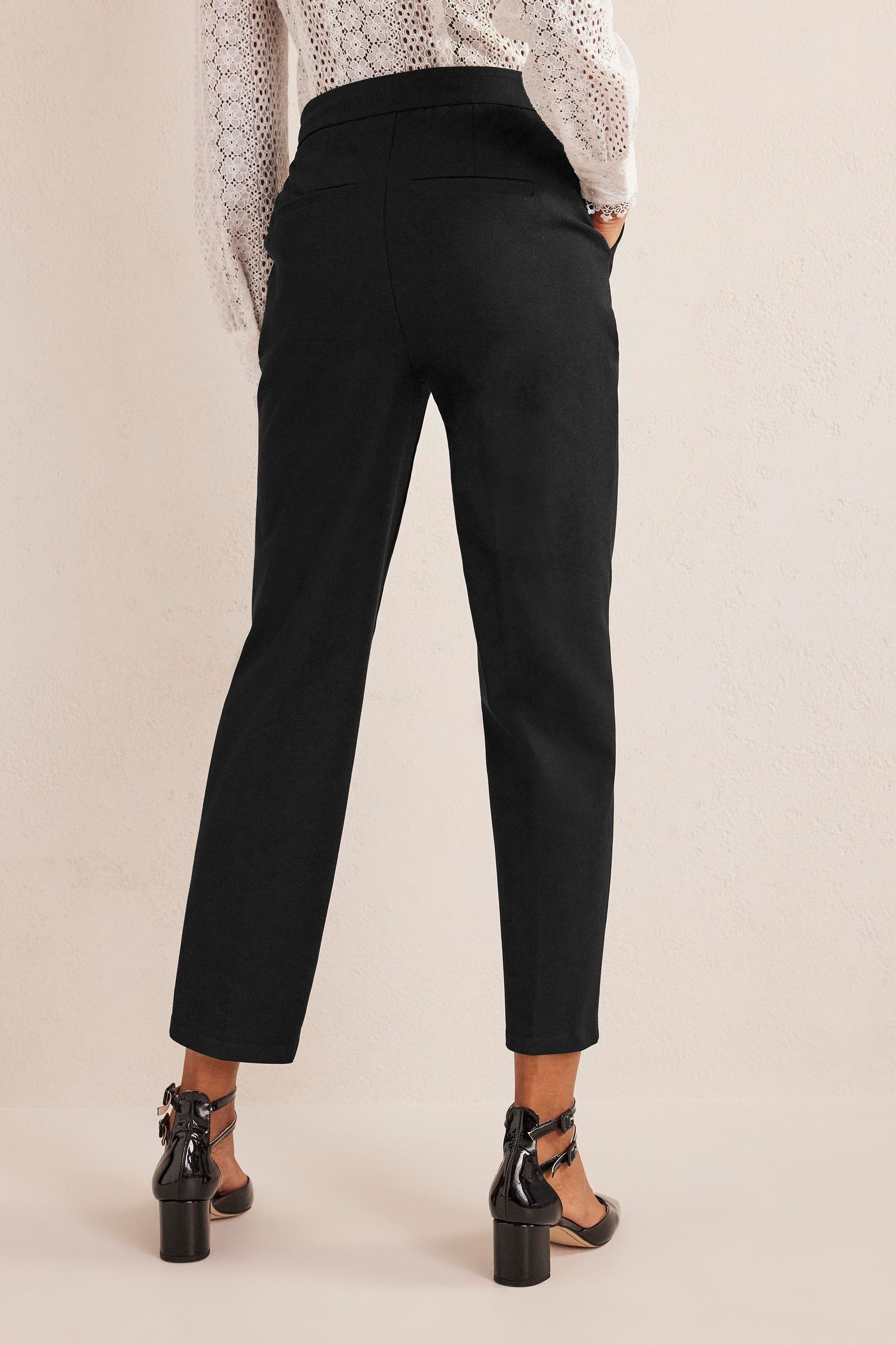 Black stretch top tapered trousers