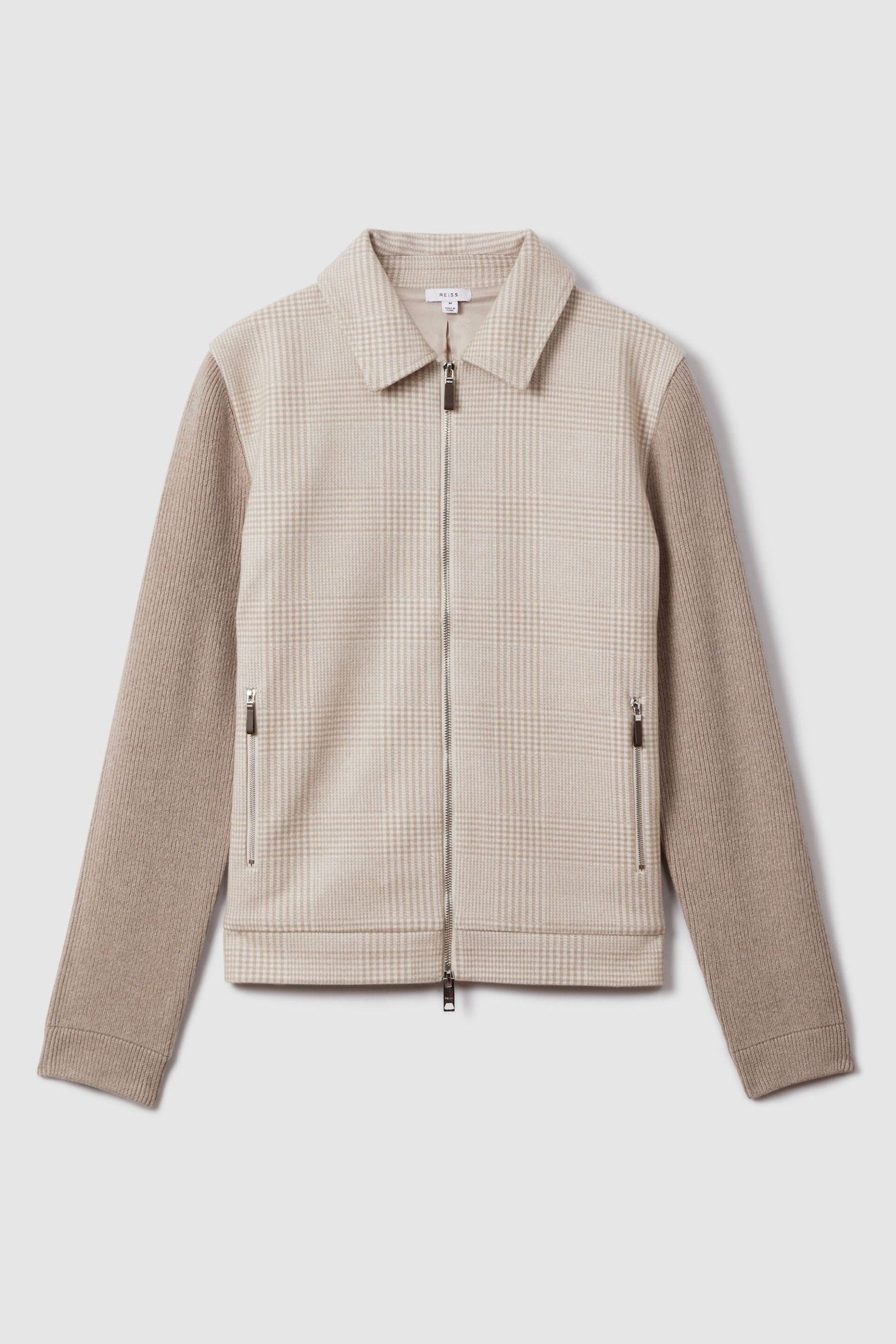 Reiss Oatmeal Max Hybrid Knit Zip-Through Jacket - Image 2 of 6