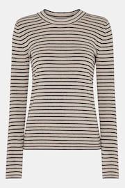 Whistles Fine Crew Stripe Knit Black Jumper - Image 5 of 5