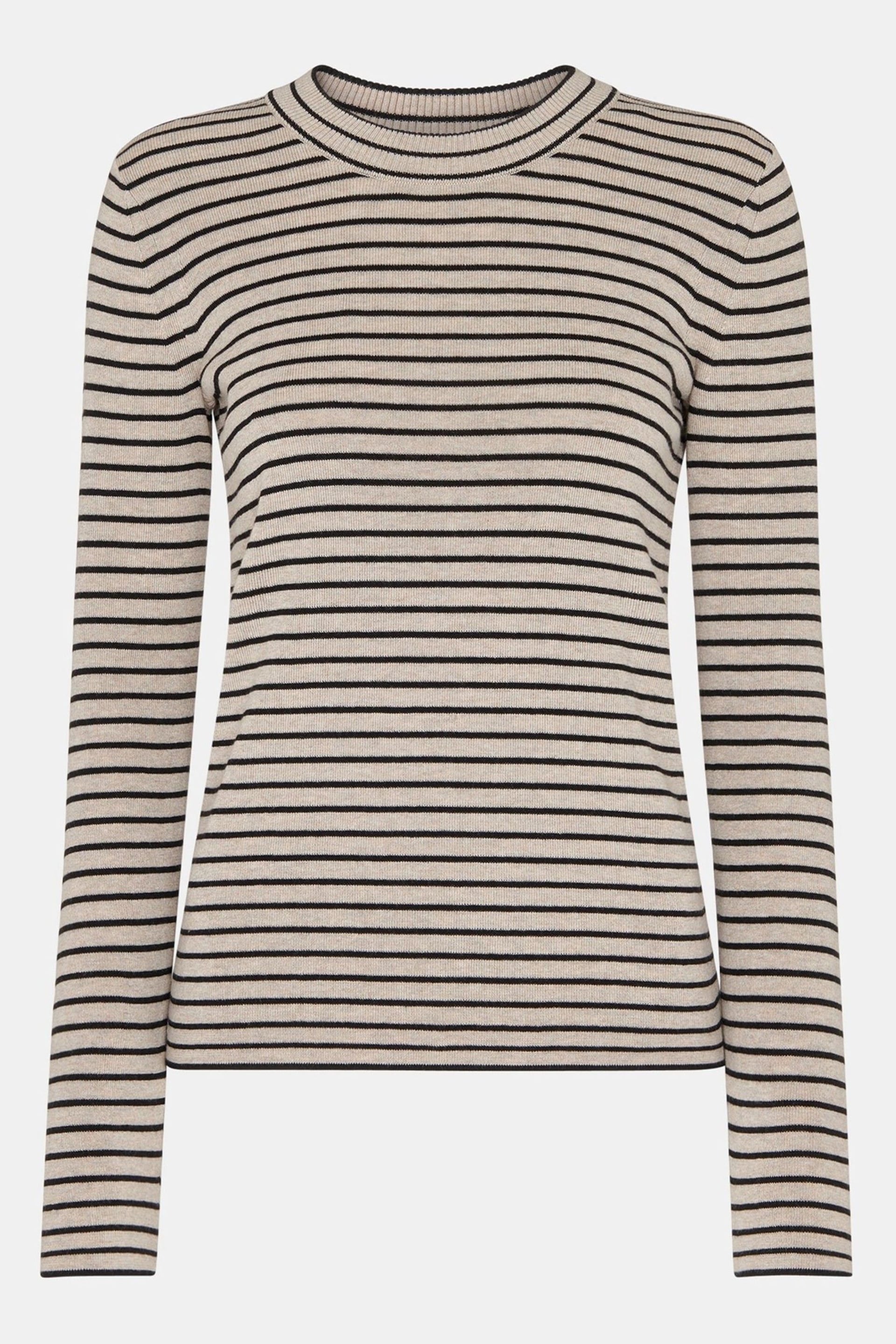 Whistles Fine Crew Stripe Knit Black Jumper - Image 5 of 5