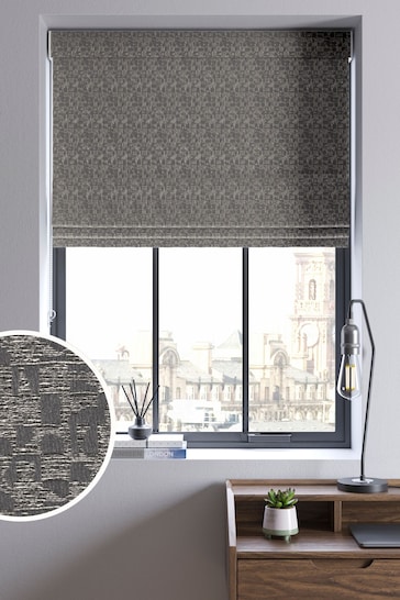 Grey Geo Texture Made to Measure Roman Blind