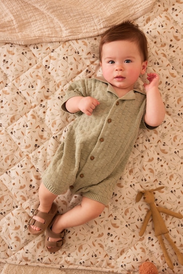 Sage Green Baby Knitted Romper (0mths-2yrs)