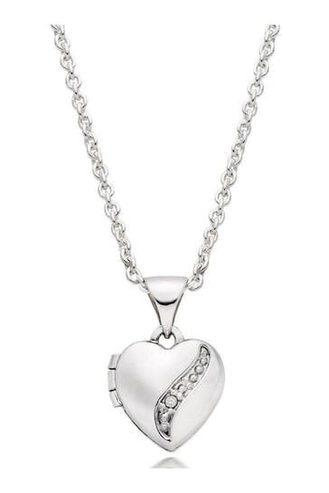 Beaverbrooks Children’s Mini B Sterling Silver Diamond Heart Locket