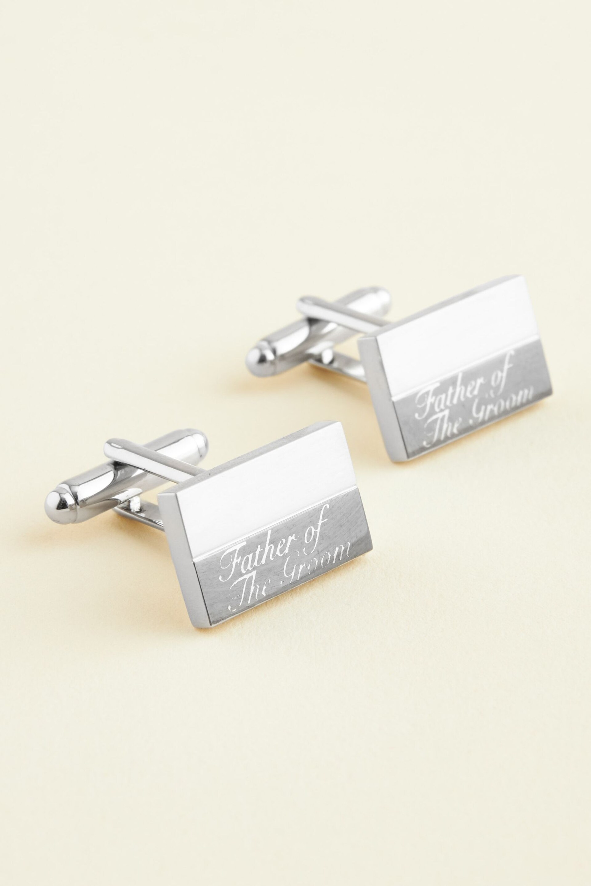 Silver Tone Father of the Bride Engraved Wedding Cufflinks - Image 4 of 7