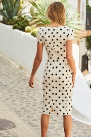 Sosandar White Polka Dot Pencil Dress - Image 2 of 4