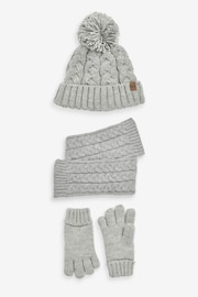 Grey Knitted Hat, Gloves and Scarf 3 Piece Set (3-16yrs) - Image 1 of 4