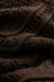 Brown Crochet Crew Neck Long Sleeve Jumper - Image 5 of 5