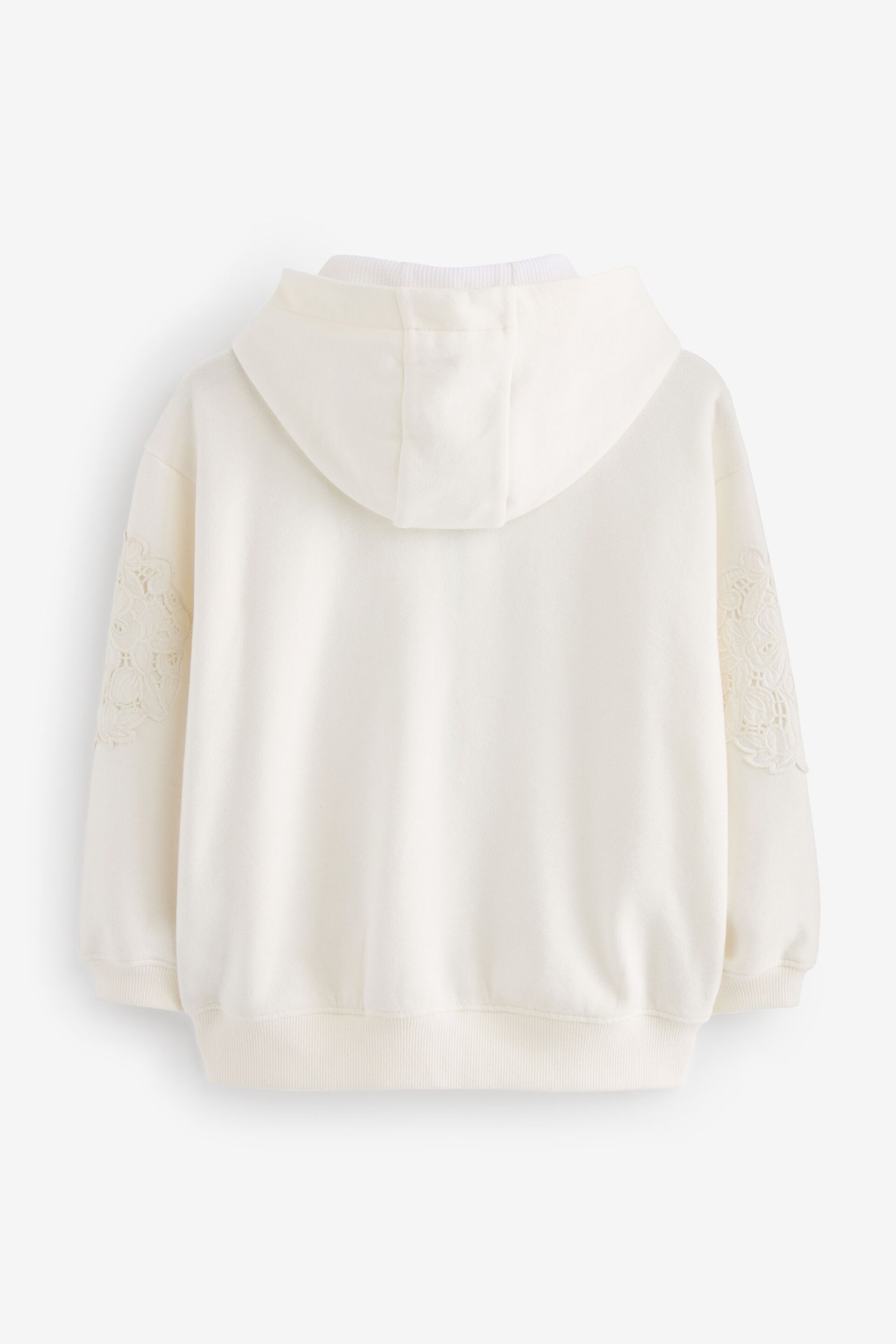 White Broderie Zip Through Hoodie (3-16yrs) - Image 7 of 10