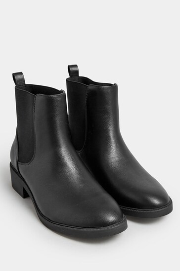 Yours Curve Black Extra Wide Fit Extra-Wide Fit PU Elastic Chelsea Boots