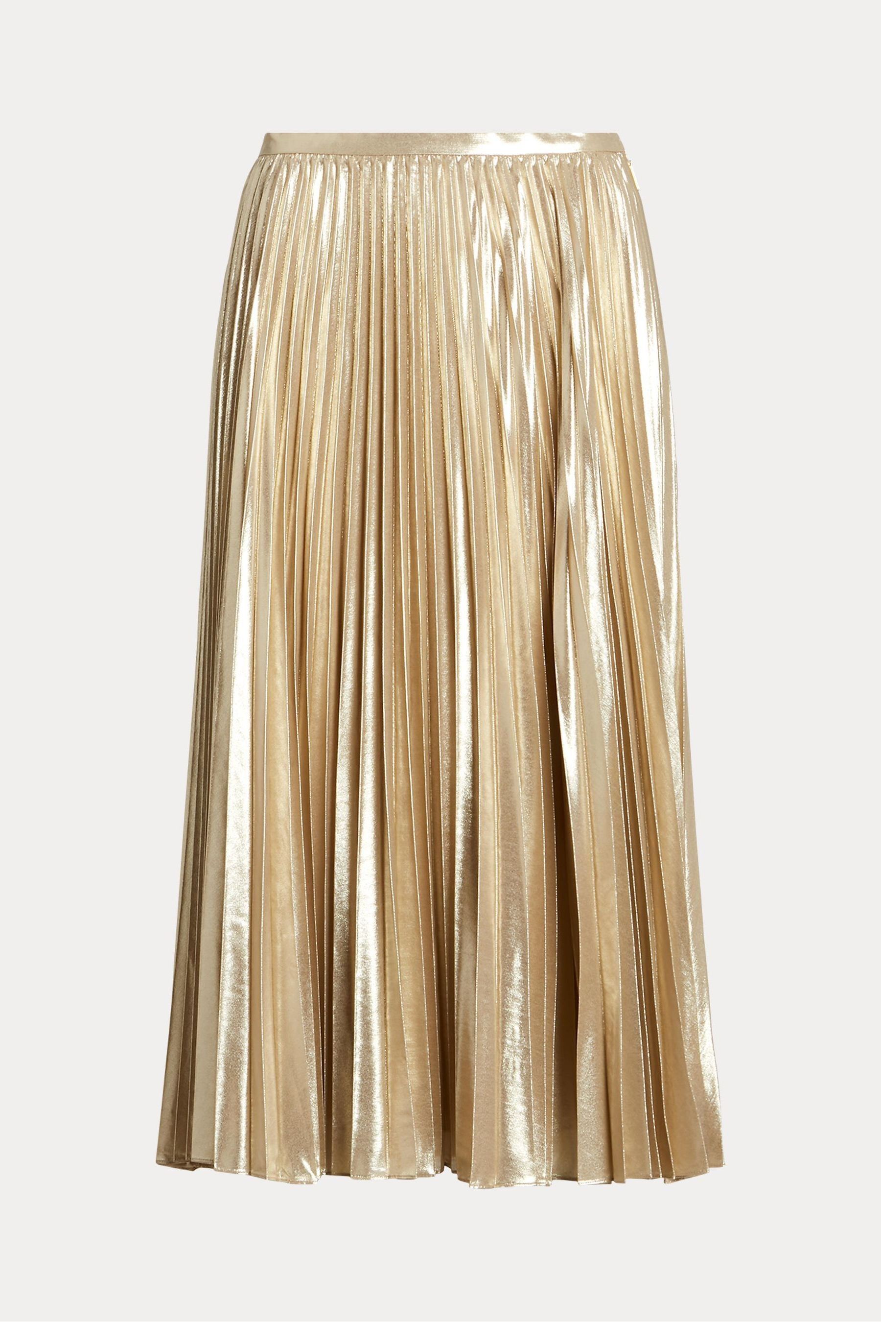 Buy Lauren Ralph Lauren Gold Suzu Pleated Metallic Chiffon Skirt from Next Luxembourg