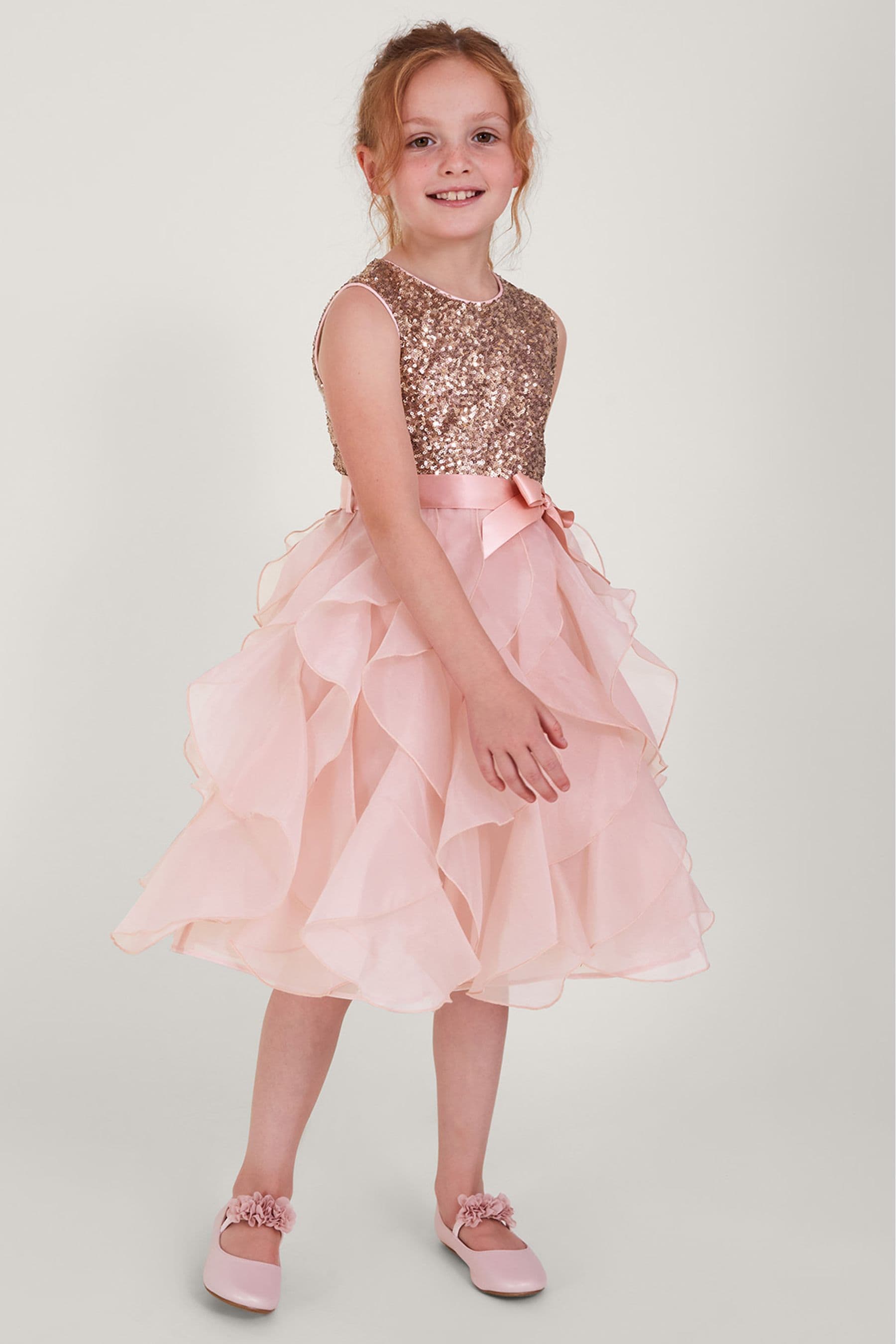 Buy Monsoon Pink Sequin Ruffle Cancan Dress from Next Germany
