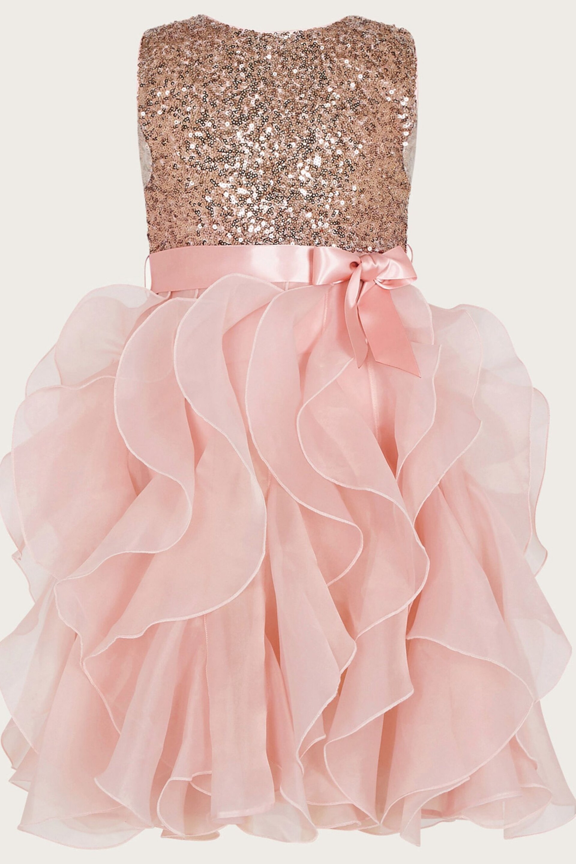 Monsoon Pink Sequin Ruffle Cancan Dress - Image 3 of 5