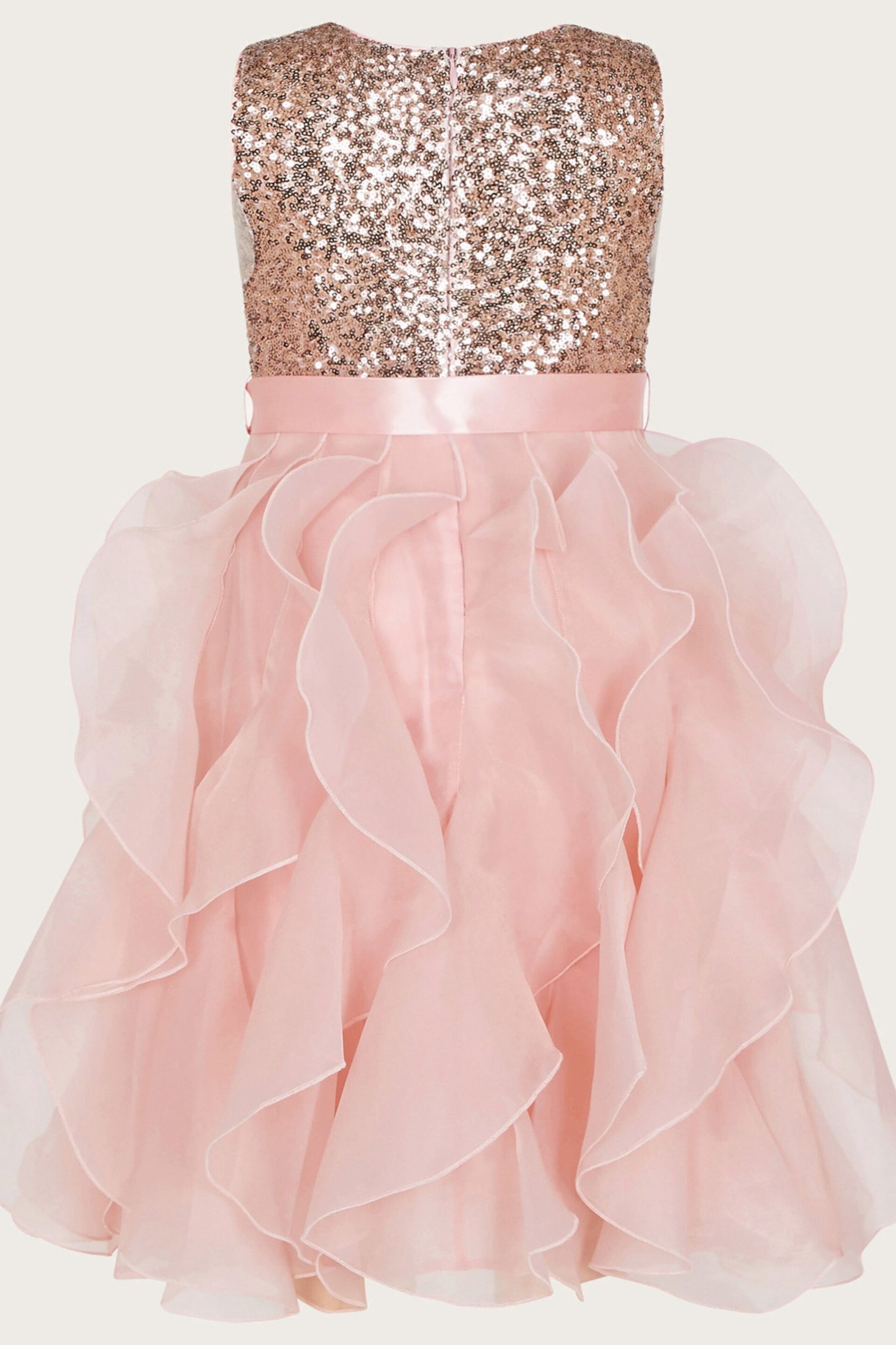 Monsoon Pink Sequin Ruffle Cancan Dress - Image 4 of 5