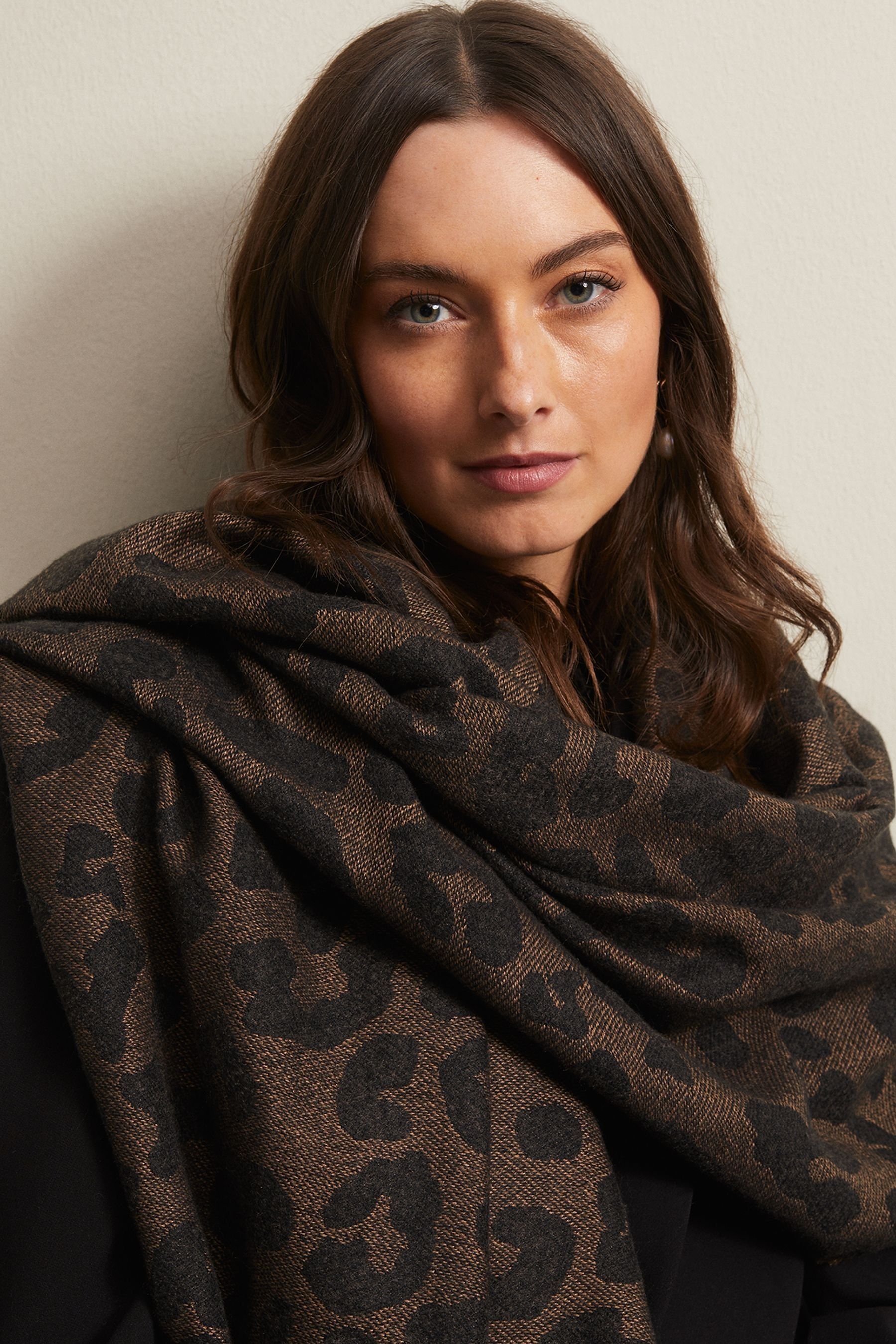 Black leopard scarf on sale