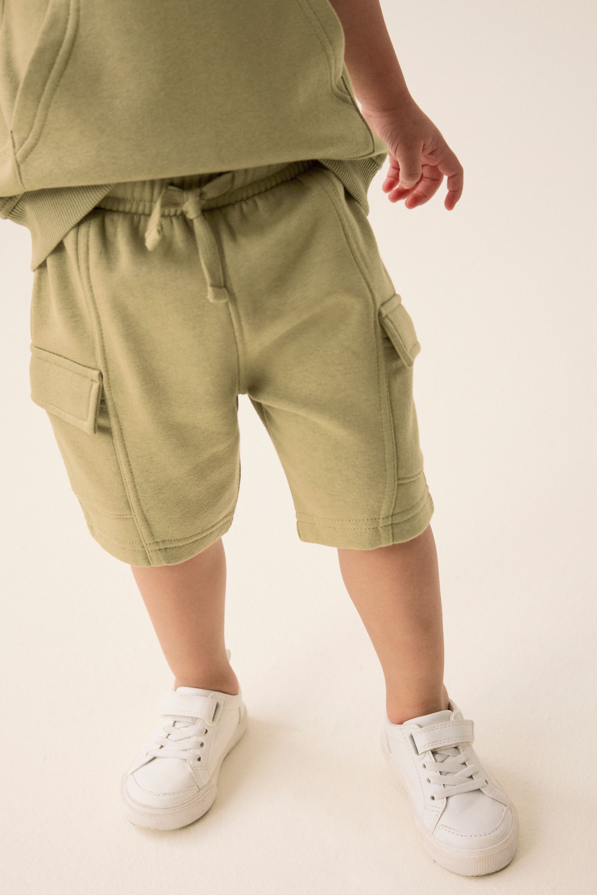 Khaki Green Short Sleeve Utility Hoodie and Shorts Set (3mths-7yrs) - Image 6 of 9