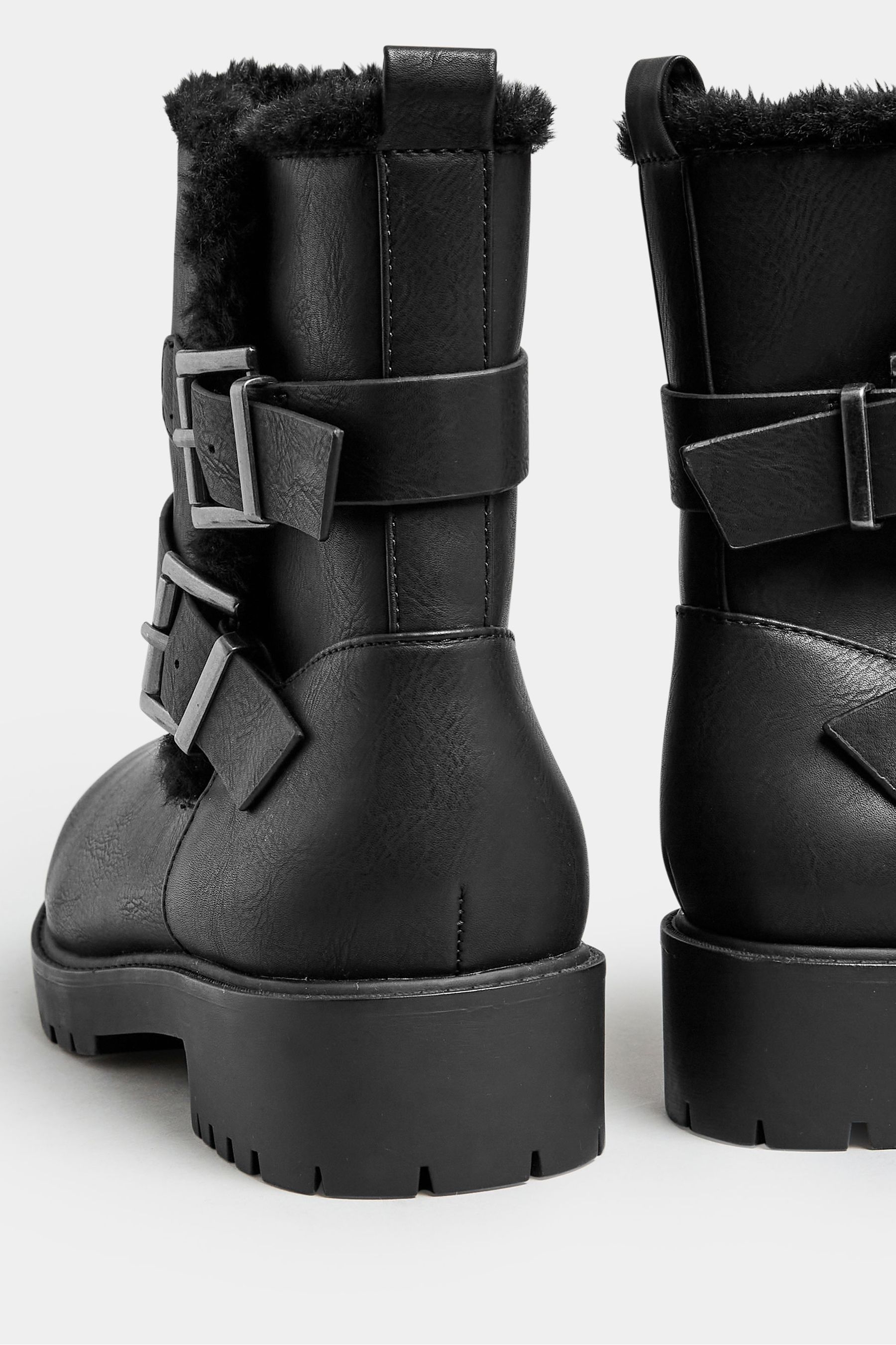 Buy Yours Curve Black Extra Wide Fit Faux Fur Biker Boots from Next Luxembourg