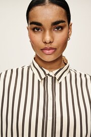 Monochrome Stripe Long Sleeve Cotton Cropped Shirt - Image 5 of 7