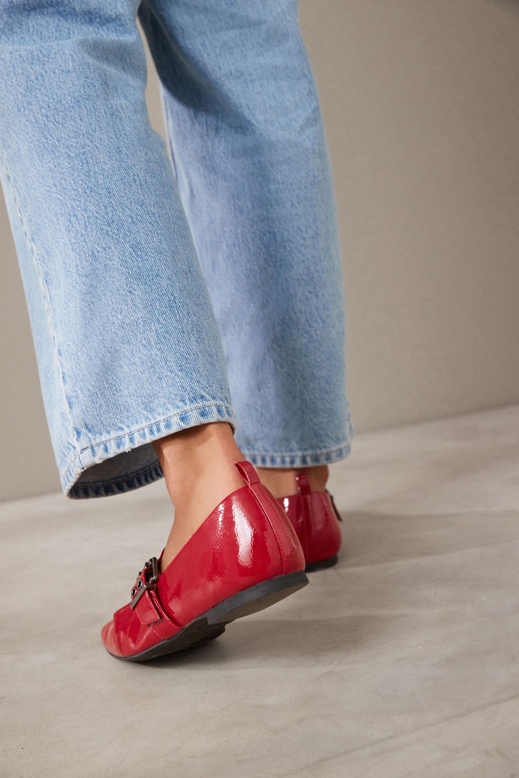 Buy Red Forever Comfort Square Toe Eyelet Mary Jane Shoes from the