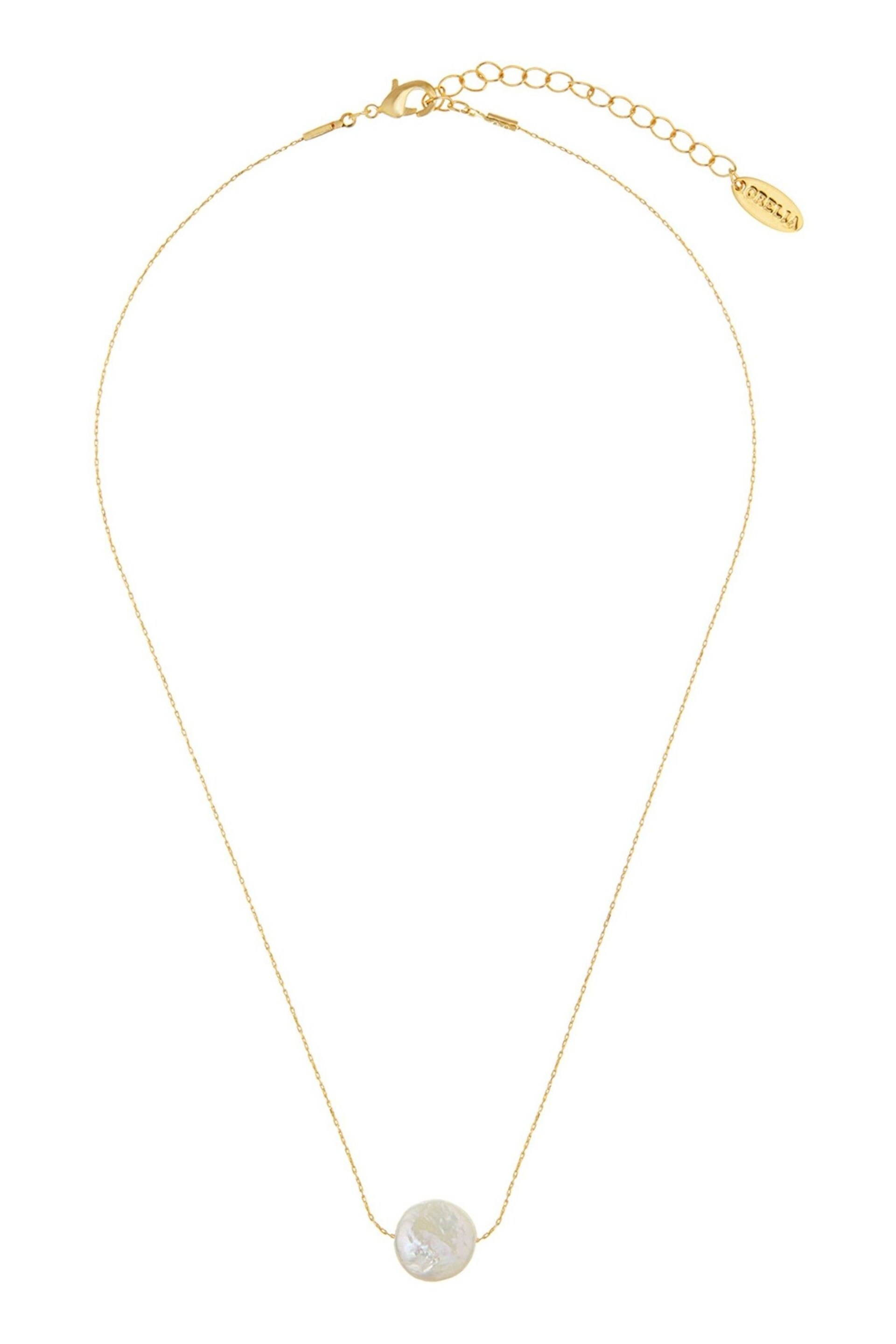 Orelia London Gold Plated Stationed Flat Pearl Collar Necklace - Image 1 of 4