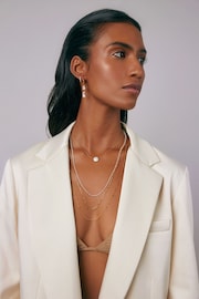 Orelia London Gold Plated Stationed Flat Pearl Collar Necklace - Image 4 of 4