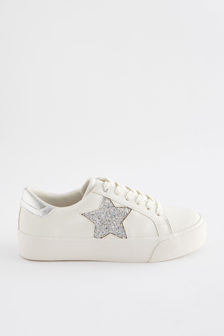 White/Silver Forever Comfort® Chunky Star Lace-Up Trainers - Image 2 of 5