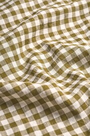 Piglet in Bed Botanical Green Gingham Linen Fitted Sheet - Image 3 of 3