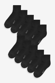 Black 10 Pack Cushioned Sole Mid Trainer Socks - Image 1 of 3