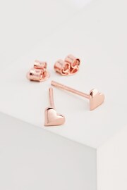 Rose Gold Plated Sterling Silver Heart Stud Earrings - Image 1 of 1