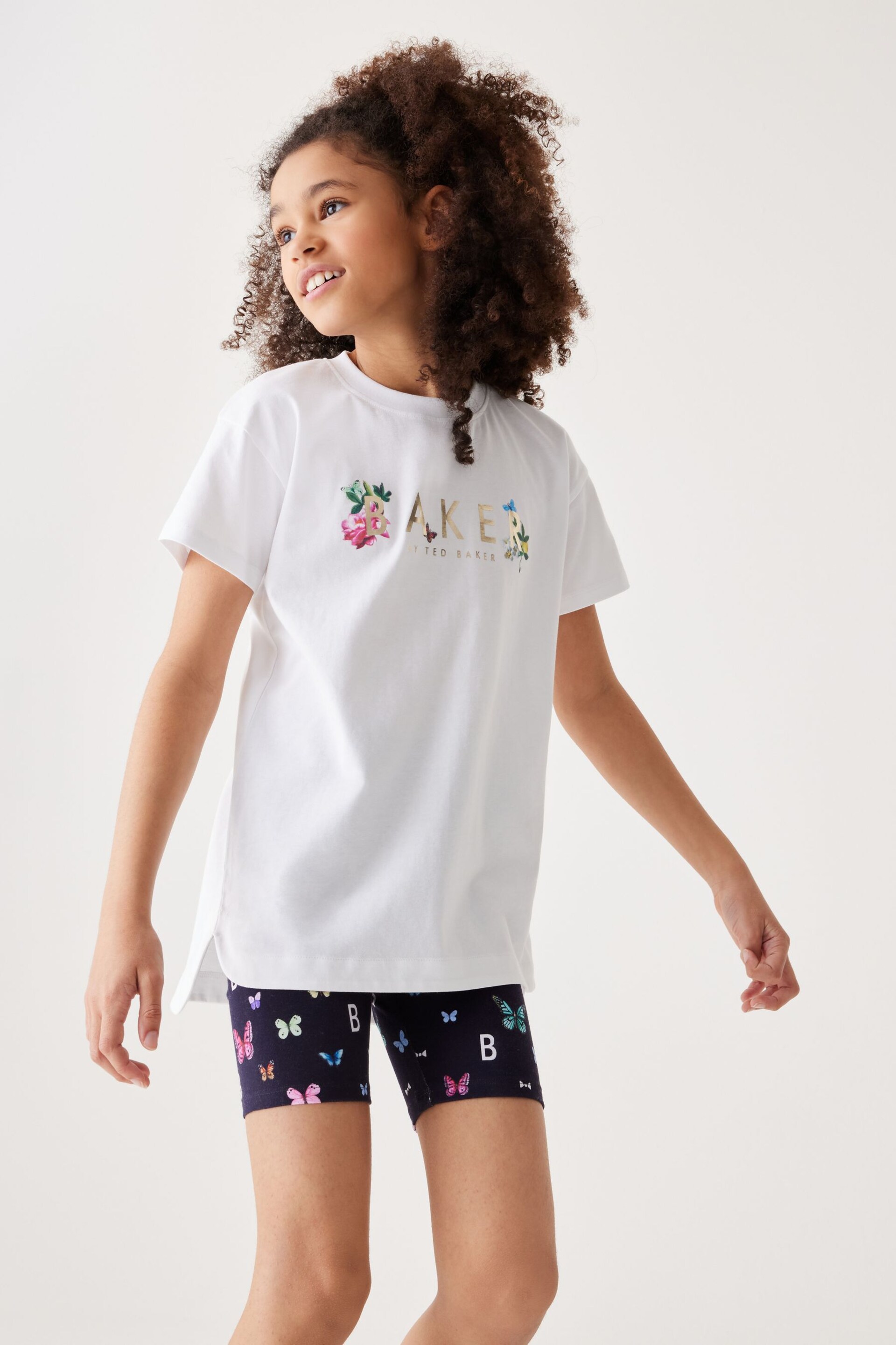 Baker by Ted Baker Navy Butterfly T-Shirt And Cycling Shorts Set - Image 1 of 5