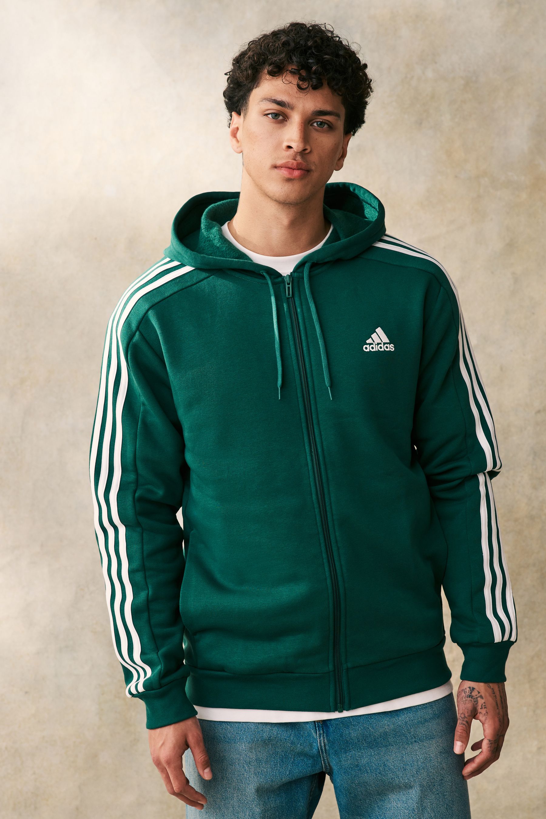Adidas green zip hoodie deals