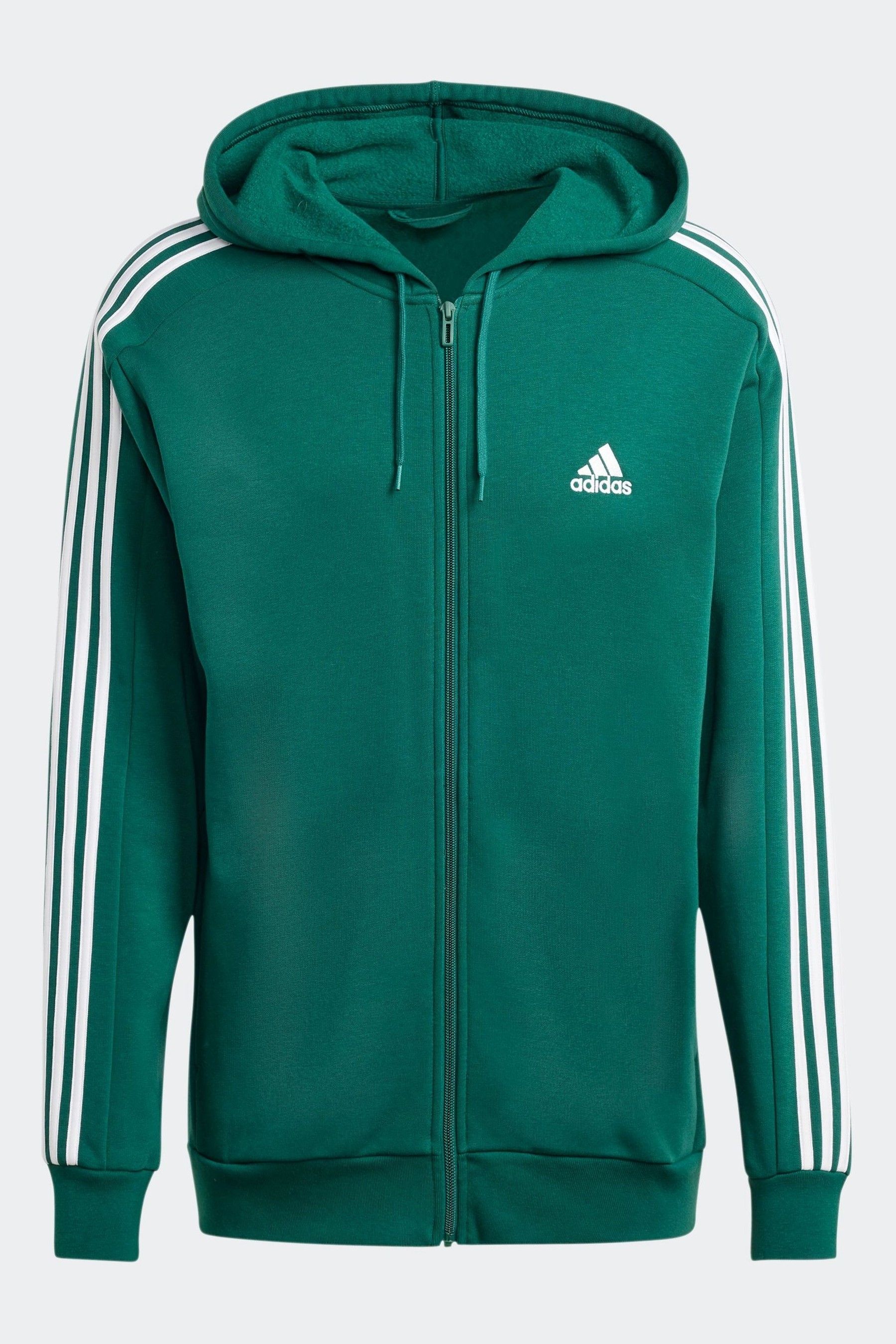 Buy adidas Green Essentials Fleece 3 Stripes Zip Up Hoodie from Next Luxembourg
