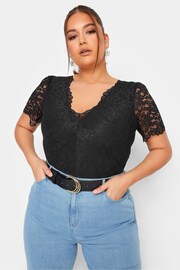 Yours Curve Black Limited Lace Bodysuit - Image 1 of 4