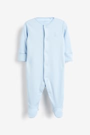 Blue/White 3 Pack Cotton Baby Sleepsuits (0-2yrs) - Image 6 of 13