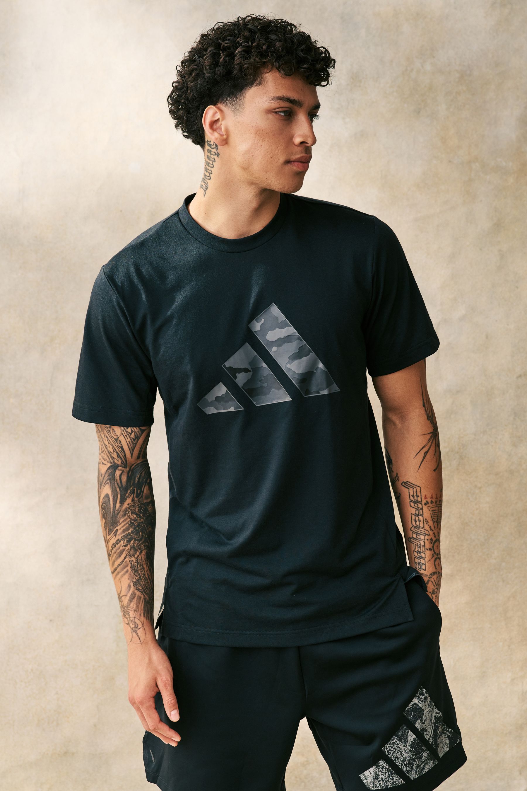 Buy adidas Black Train Essentials Camo Graphic Logo T Shirt from Next Austria