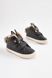 Black Bunny Standard Fit (F) Touch Fasten Strap High Top Trainers - Image 2 of 6